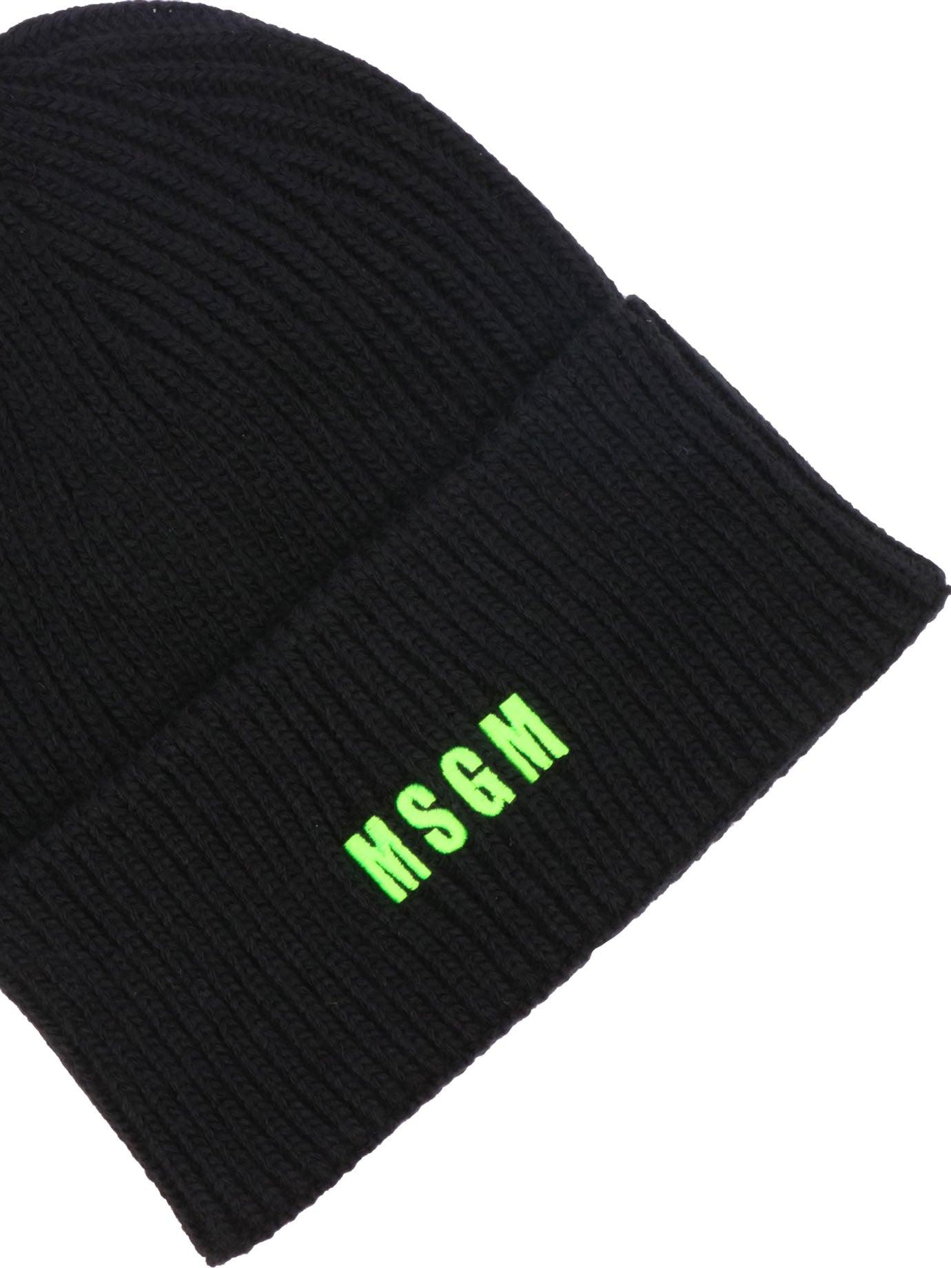 MSGM Wool Beanie Hat With Logo in Black for Men Mens Hats MSGM Hats Save 28% 
