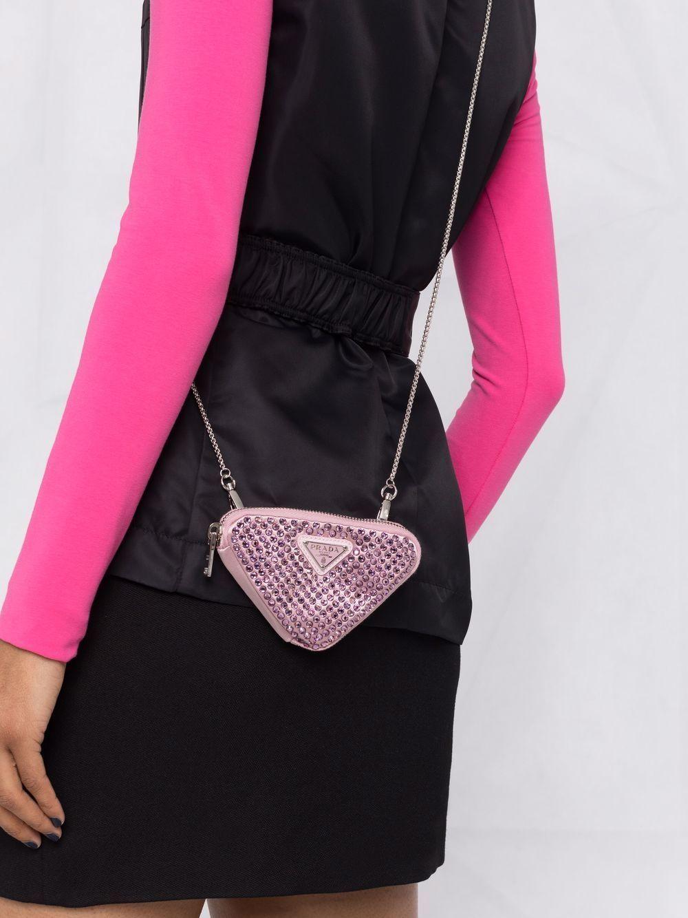 Prada Satin with Artificial Crystal Bag Pink Small