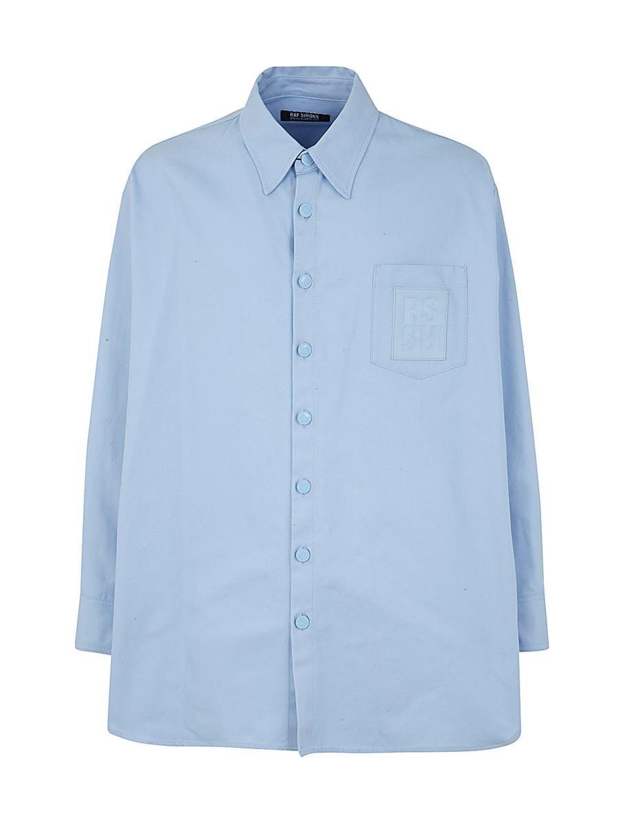 Raf Simons Oversized Denim Shirt With Leather Patch Clothing in Blue