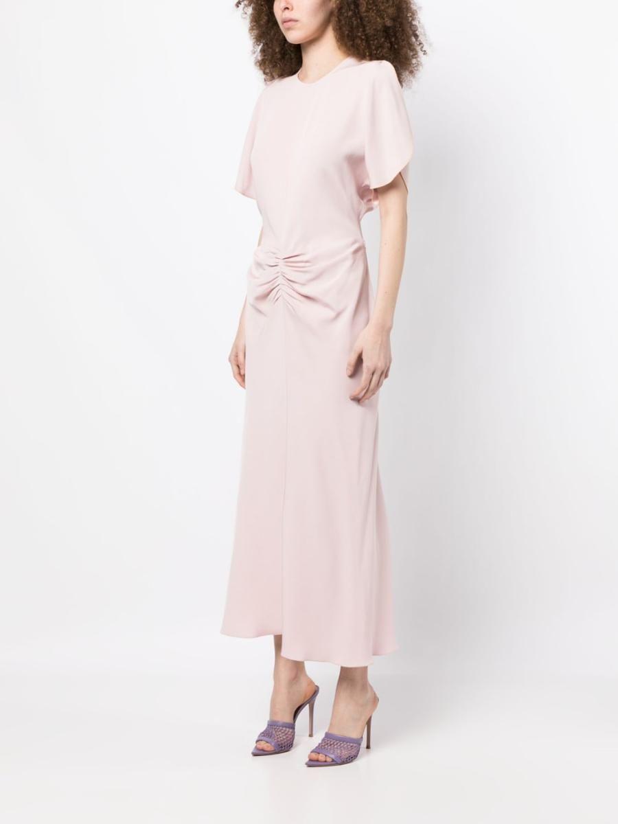 ワンピース VICTORIA BECKHAM FUCHSIA PINK MIDI DRESS WITH GATHERED WAIST VICTORIA BECKHAM Gathered crepe midi dress | NET-A-PORTER