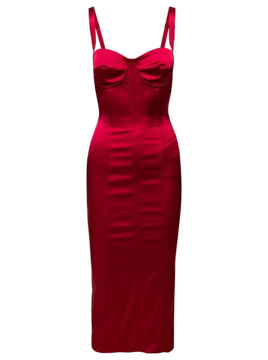 Dolce & Gabbana Red Silk Sheath A-line Knee Length Dress