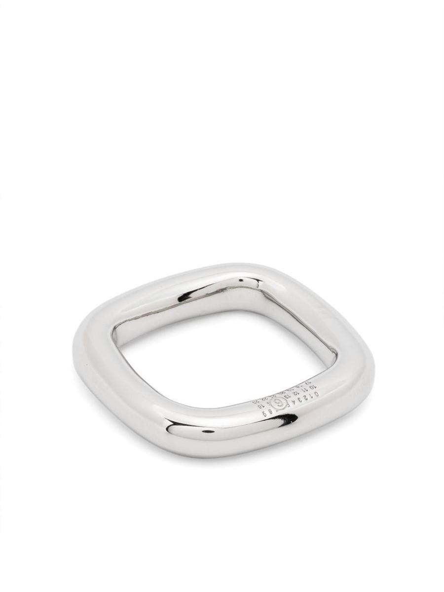 ダブルリング シルバー ☆ MM6 Maison Martin Margiela MM6 by Maison Martin Margiela Silver Tubing Ring in White
