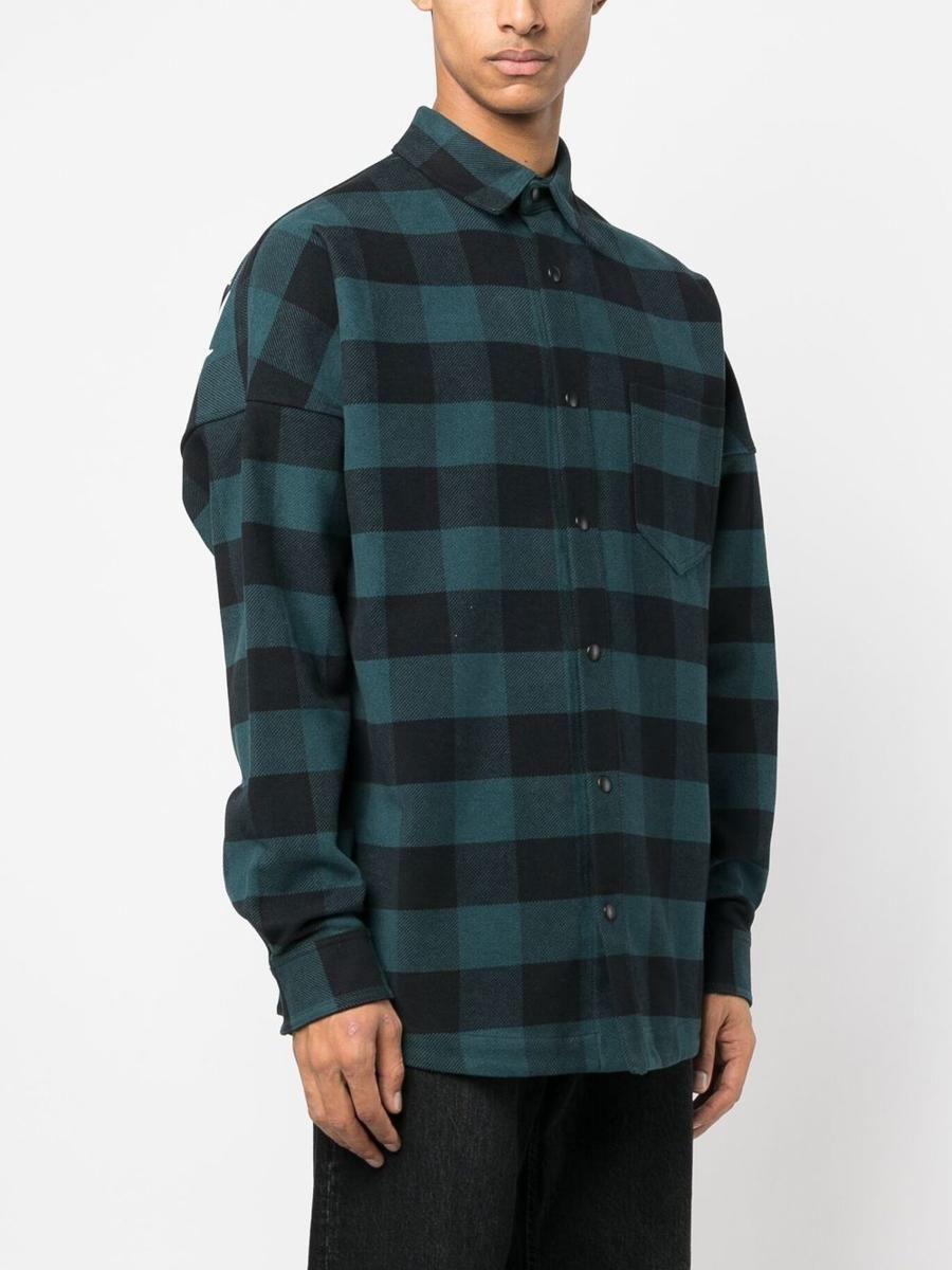Palm Angels Logo-print Checked Shirt in Blue for Men | Lyst