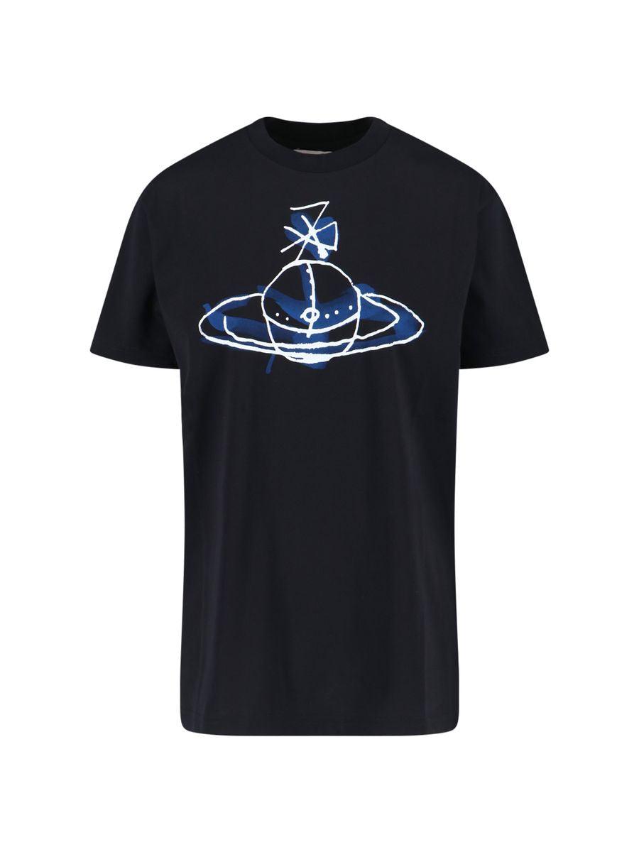 【Vivienne Westwood】 ロゴ コットン ヘボトップ Tシャツ Vivienne Westwood: グレー Halftone Orb Classic Tシャツ