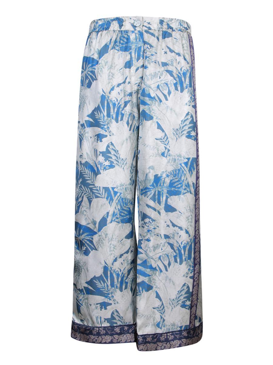 パンツ PIERRE LOUIS MASCIA 12409 Trousers Adastrgum Pierre-Louis Mascia Silk Aloe Pants in Navy & Grey Floral