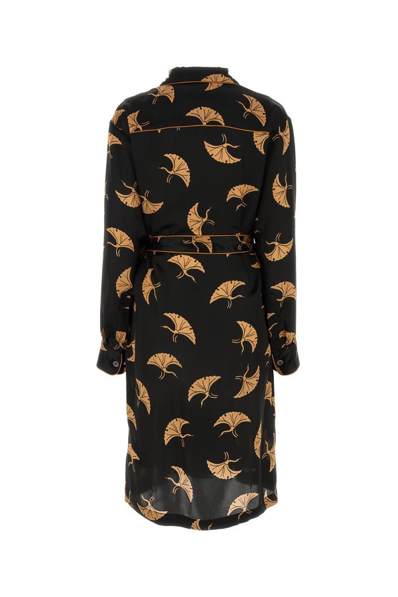 Dries Van Noten Belted Printed Silk Shirt Dress in Black Lyst Canada