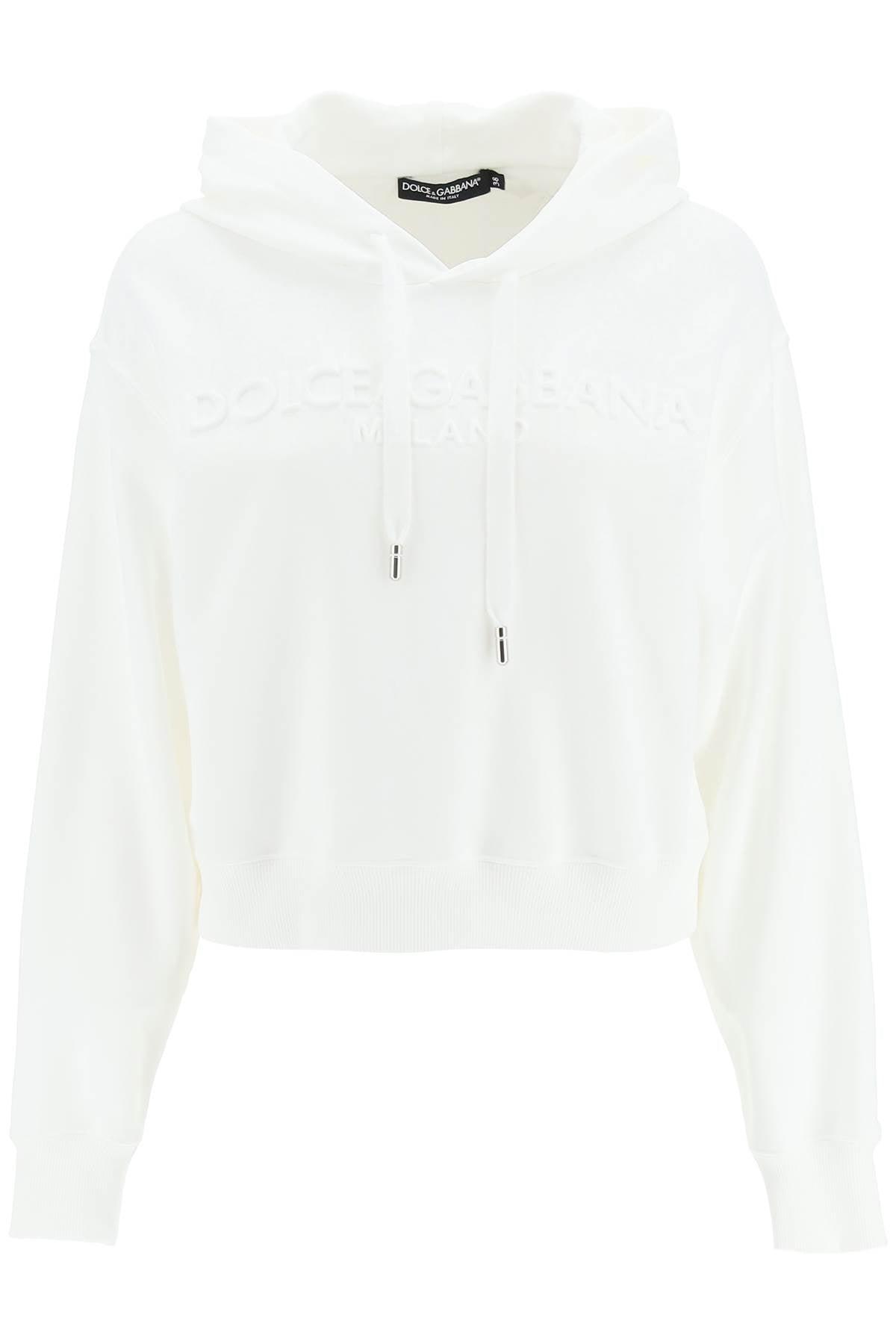 Dolce & Gabbana Boxy-cut Hoodie With Embossed Logo in White | Lyst