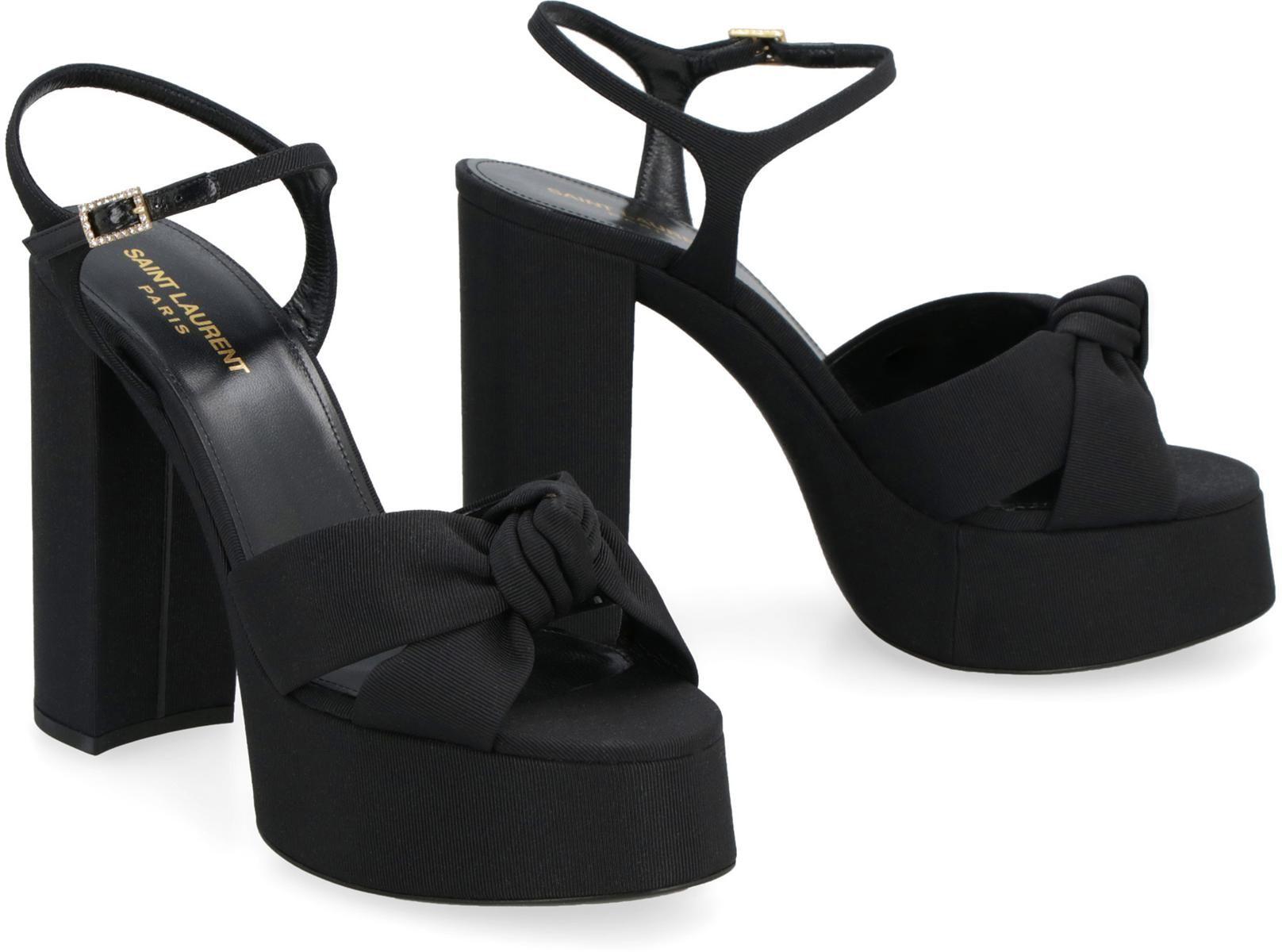 Saint Laurent Bianca Heeled Sandals in Black | Lyst