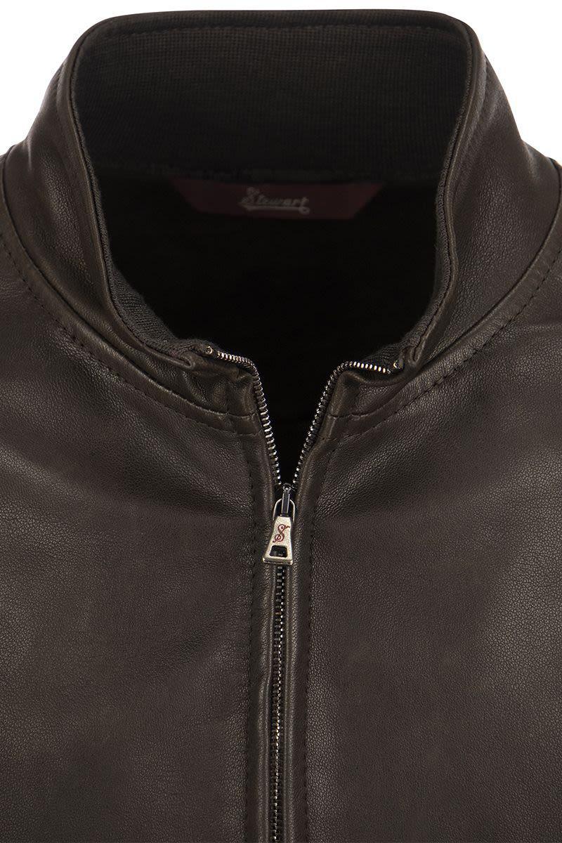 Stewart Etere - Leather Jacket in Gray for Men | Lyst
