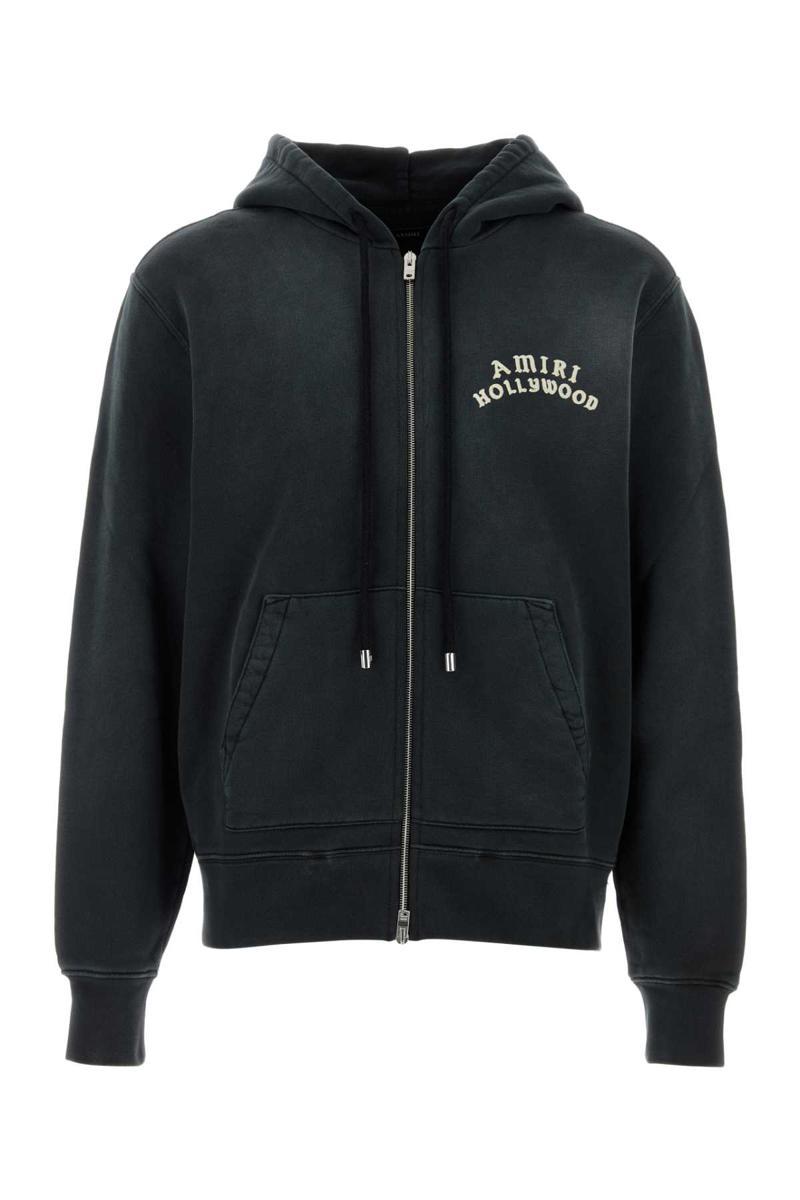 【関税&送料込】Amiri Slate Cotton Sweatshirt AMIRI logo-embroidered Cotton Sweatshirt | Black | FARFETCH