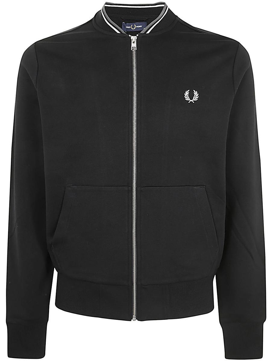 Fred Perry Zipper Through Sweatshirt in Black for Men Lyst UK
