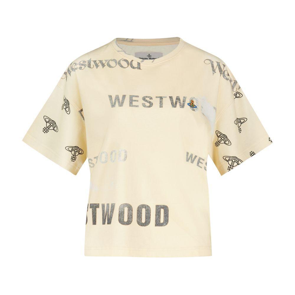 Vivienne Westwood Sand クロップド丈 Tシャツ ベージュ VIVIENNE WESTWOOD ロゴ クロップド丈 フットボール Tシャツ T