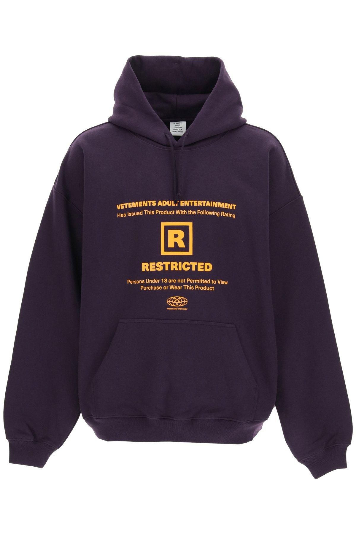 Vetements R-restricted Logo Hoodie in Blue for Men | Lyst