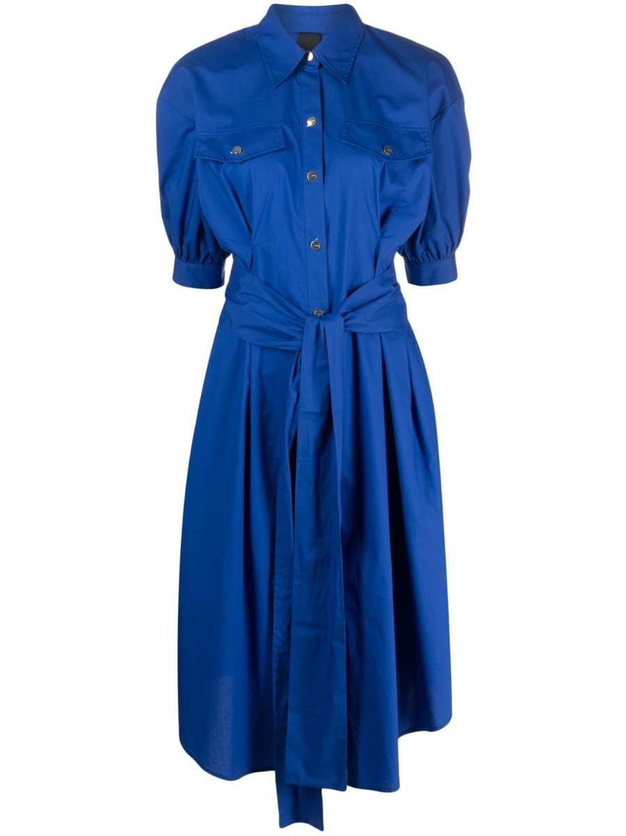 Pinko Belted Midi Shirt Dress in Blue | Lyst