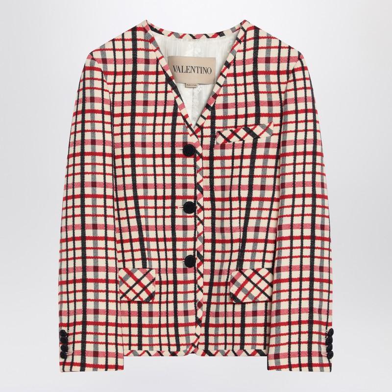 【関税&送料込み】Valentino Garavani Check-Pattern Jacket Valentino Garavani Check-Pattern Jacket in Red | Lyst