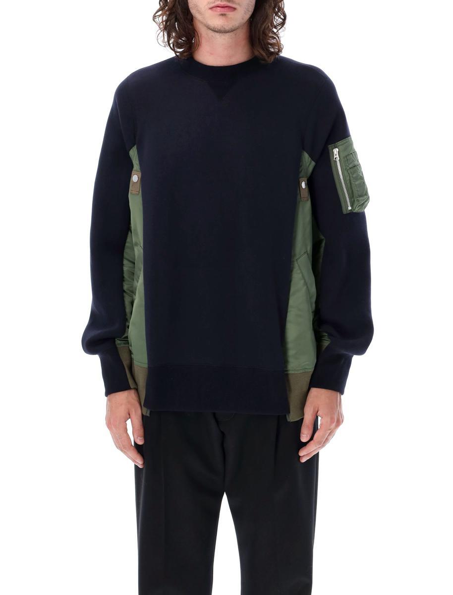 Sacai Sponge Sweat X Nylon Twill Pullover in Blue for Men | Lyst