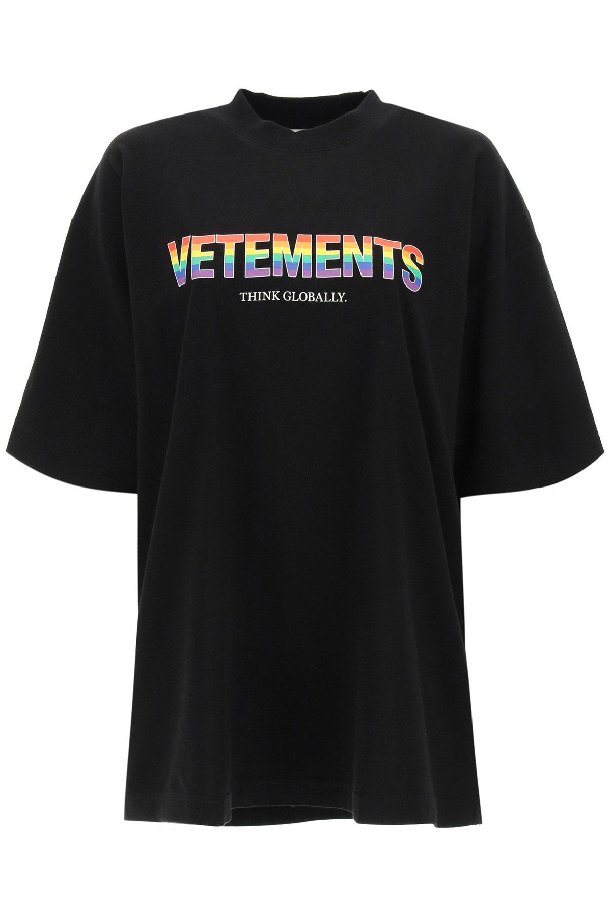 Vetements Rainbow Logo T-shirt in Black | Lyst