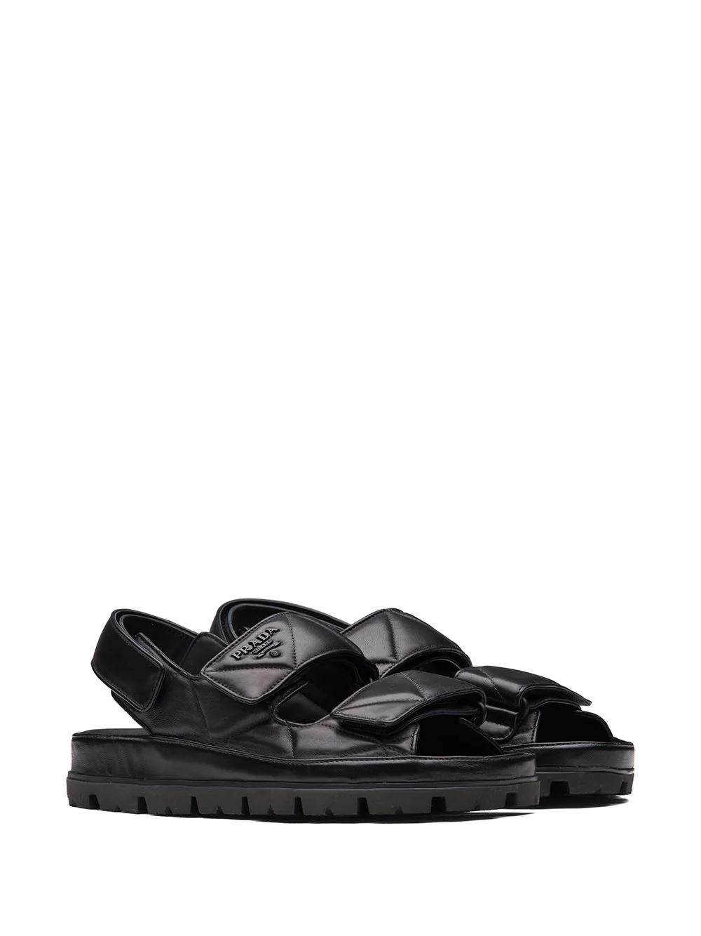 Prada Logo-strap Chunky Sandals in Black | Lyst