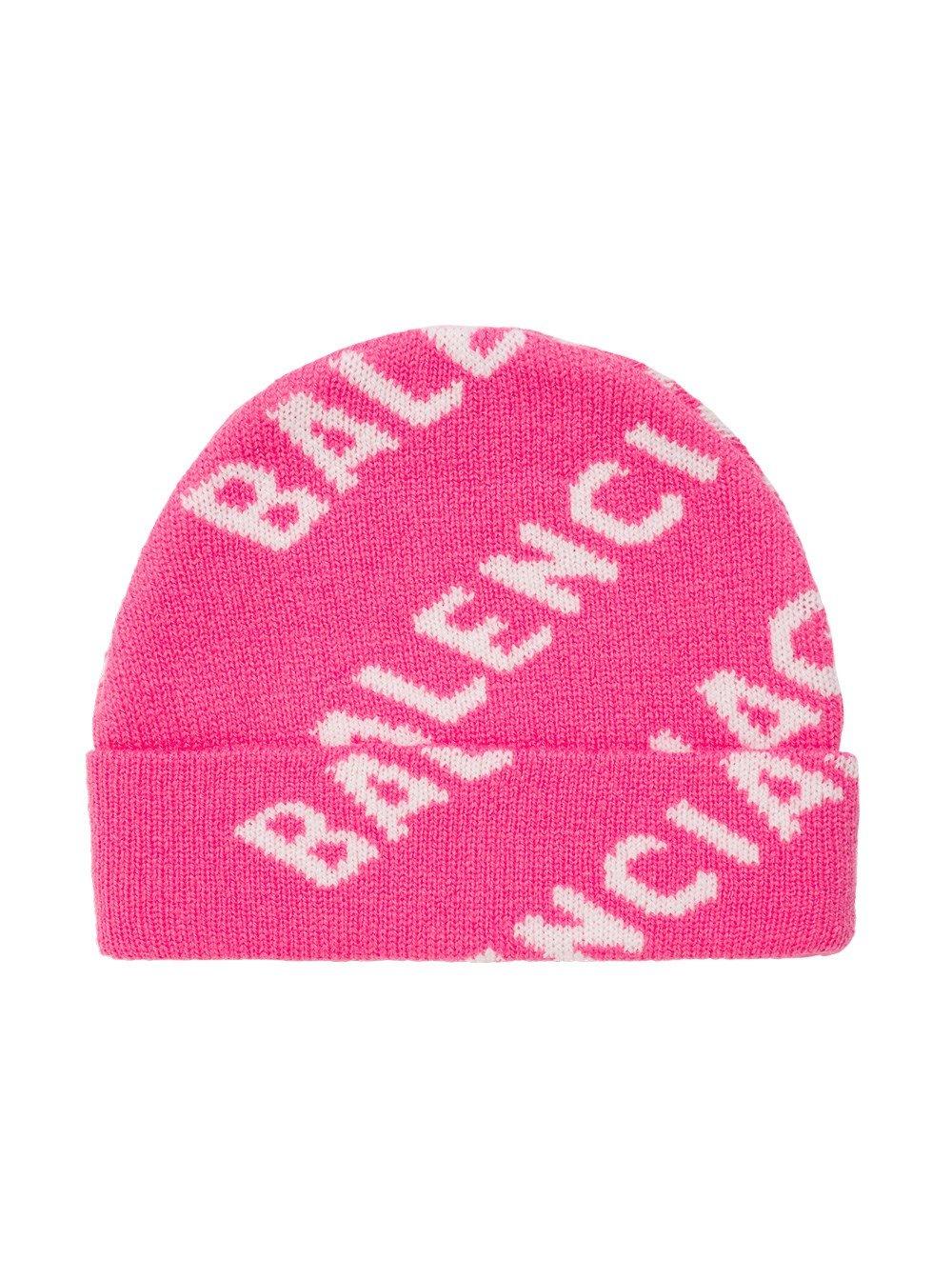 Balenciaga Intarsia Wool-blend Beanie in Pink | Lyst