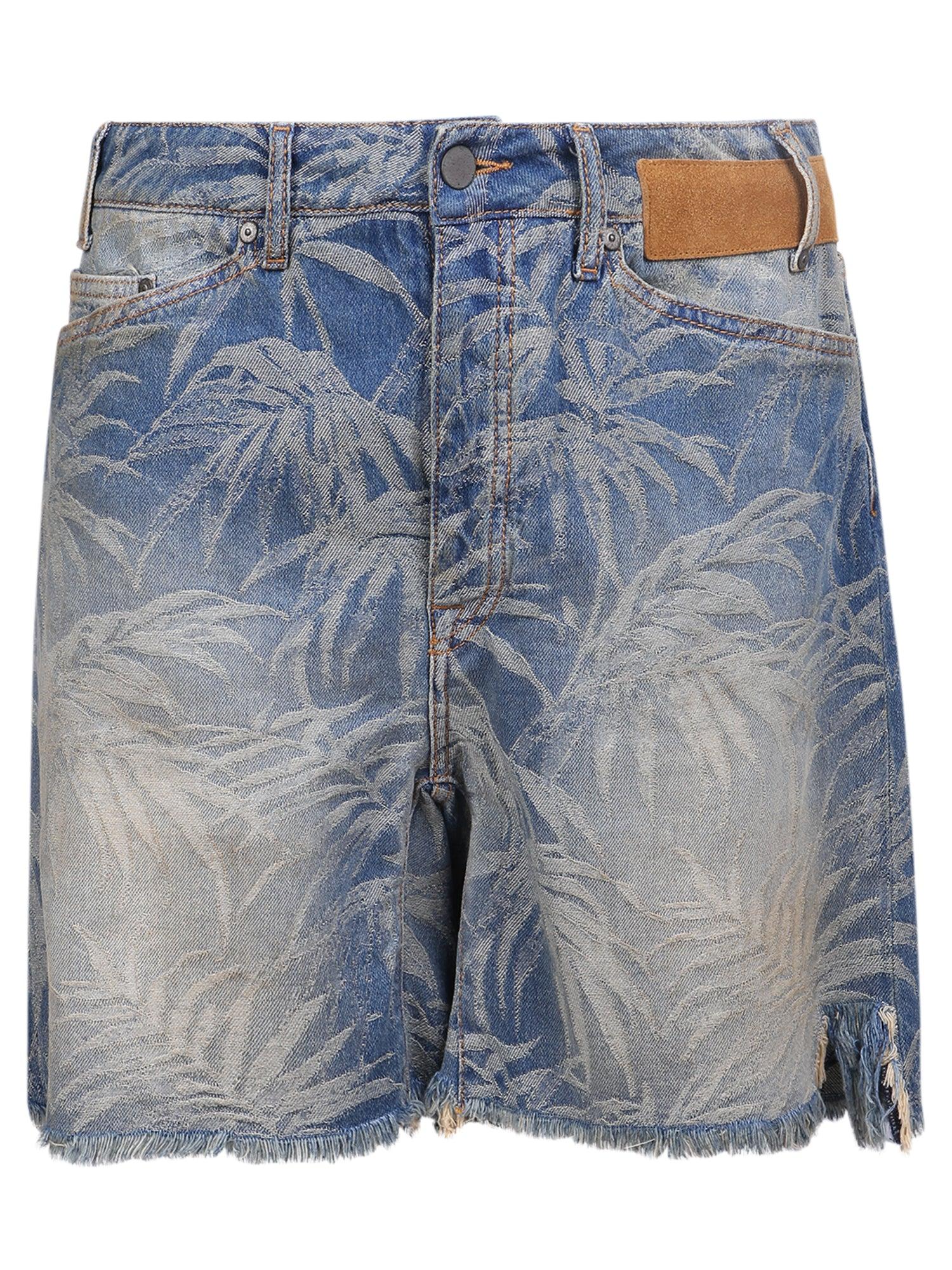 Palm Angels Leaf-print Distressed Denim 