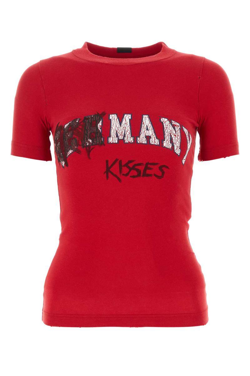 華やか バレンシアガ Tシャツ コットン GERMANY KISSES レッド 華やか バレンシアガ Tシャツ コットン GERMANY KISSES レッド