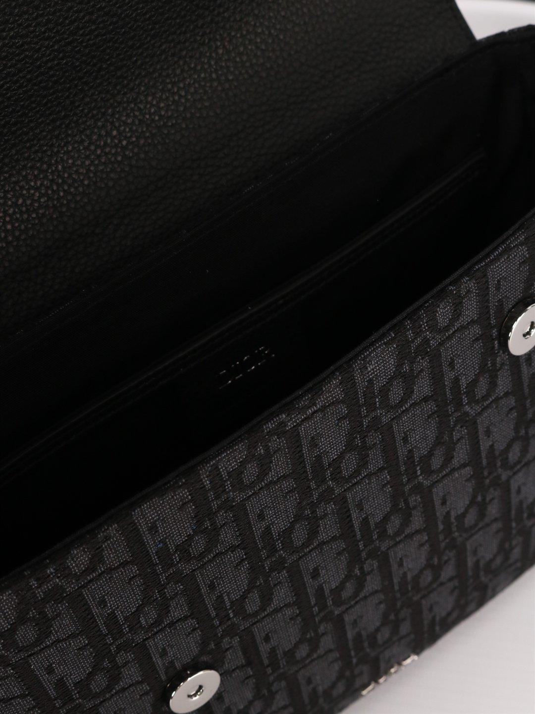 Dior - Mini Saddle Bag with Strap Black Dior Oblique Jacquard and Grained Calfskin - Men