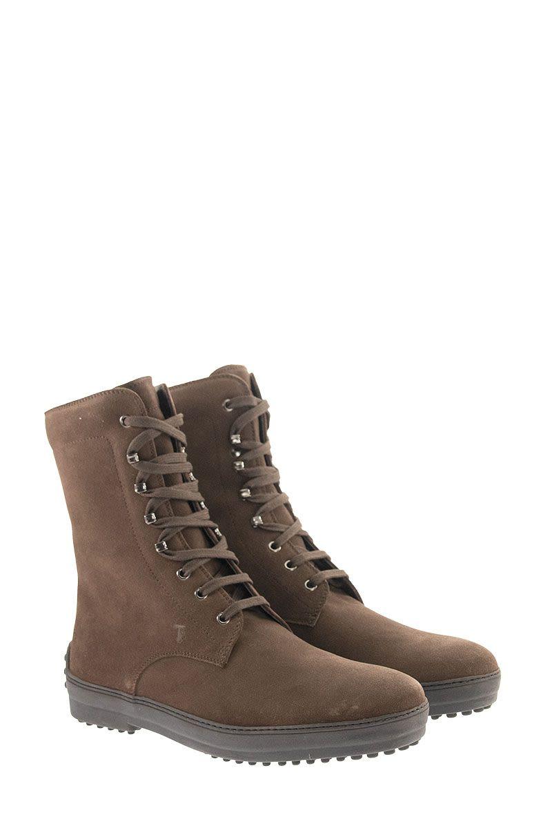 Tod's Winter Rubber Boots In Suede Leather in Brown for Men | Lyst