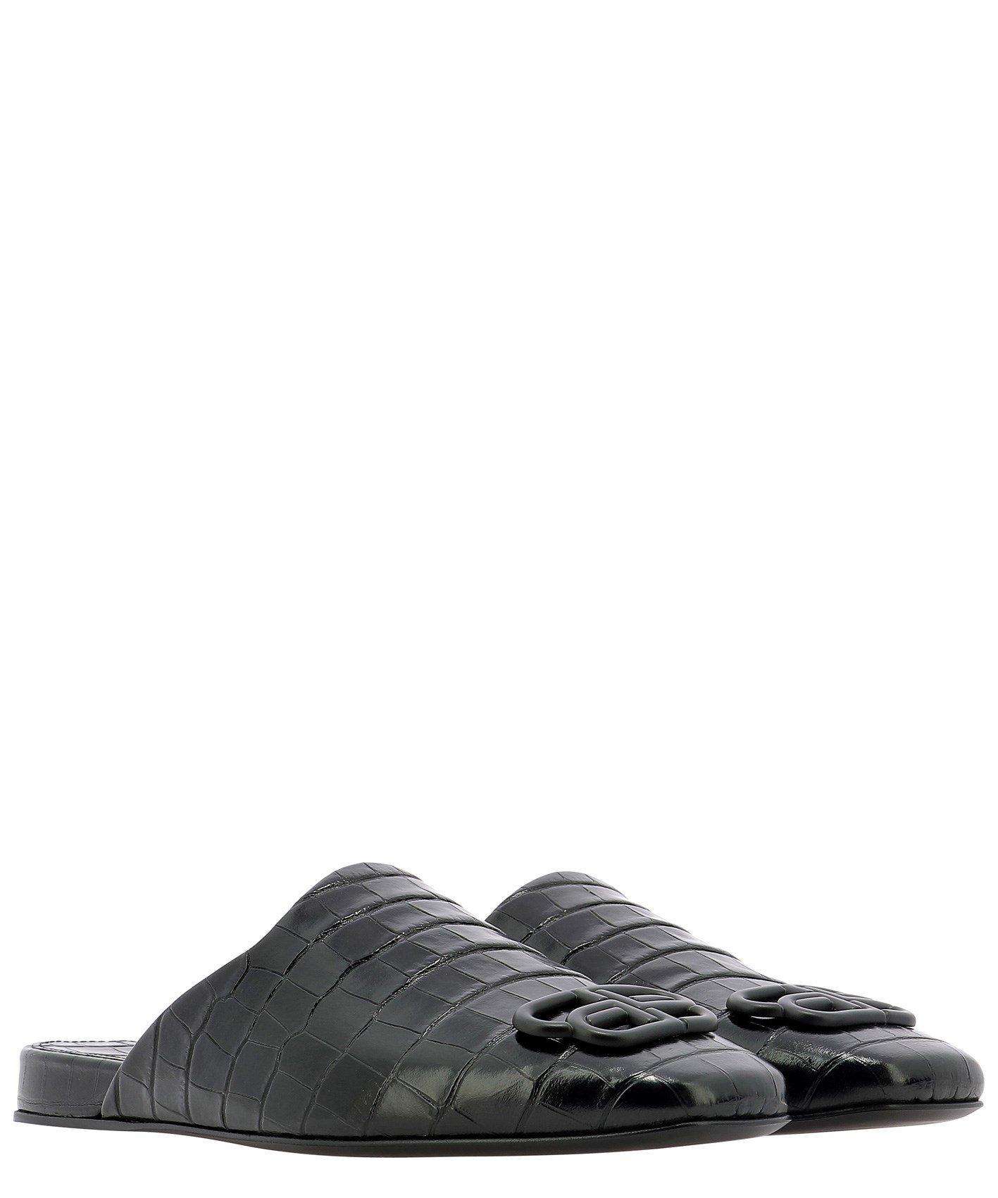 Balenciaga Bb Cosy Croc-print Leather Mules in Black for Men Balenciaga Bb Cosy Croc-print Leather Mules in Black for Men