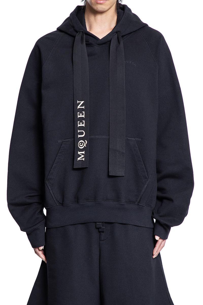 パーカー・フーディ ALEXANDER MCQUEEN Men Hoodies 829321 Q1BDL9009 Beige Men's McQueen Logo Cropped Hoodie in White | Alexander