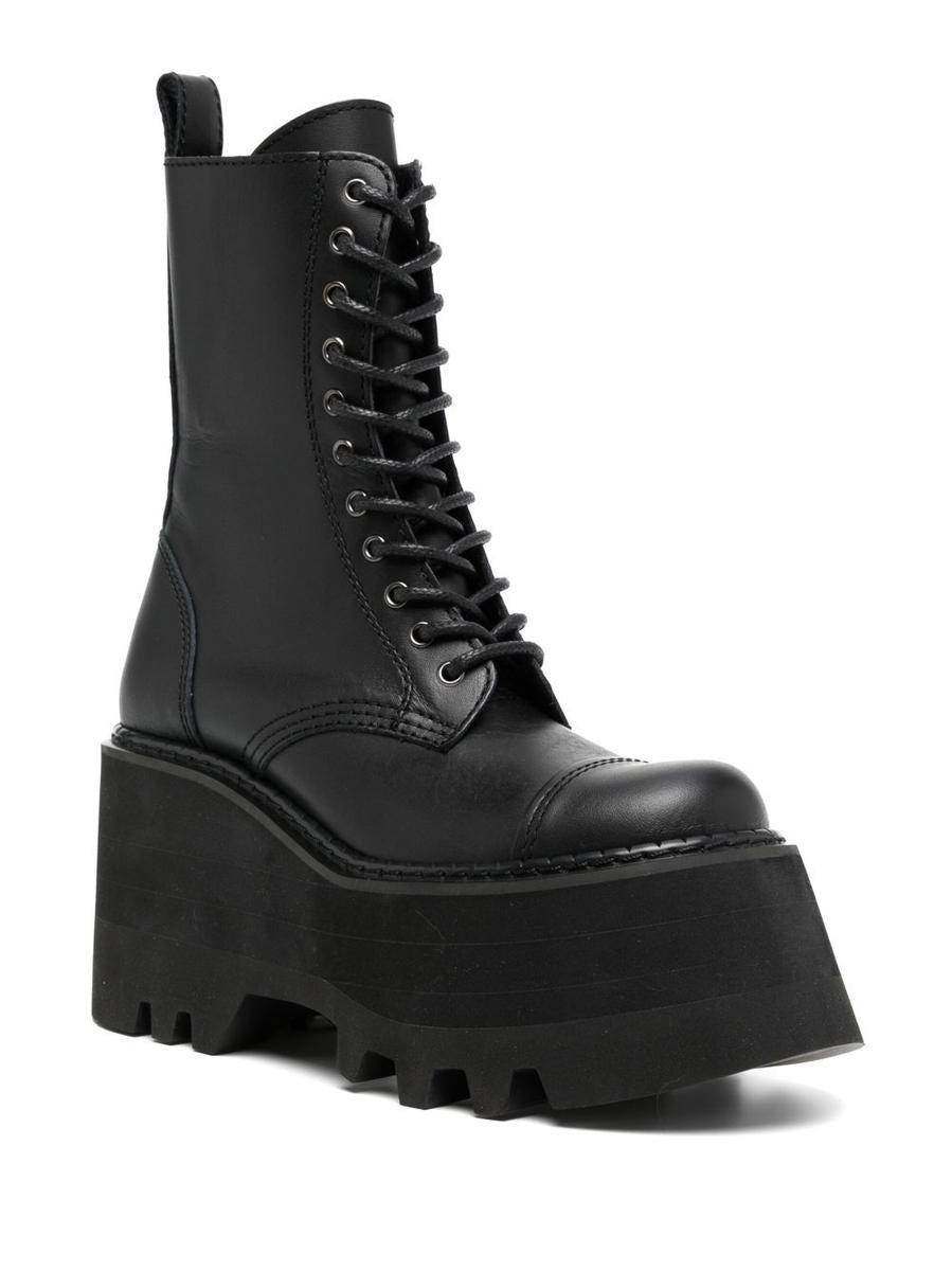 Junya Watanabe Leather Platform Boots in Black | Lyst