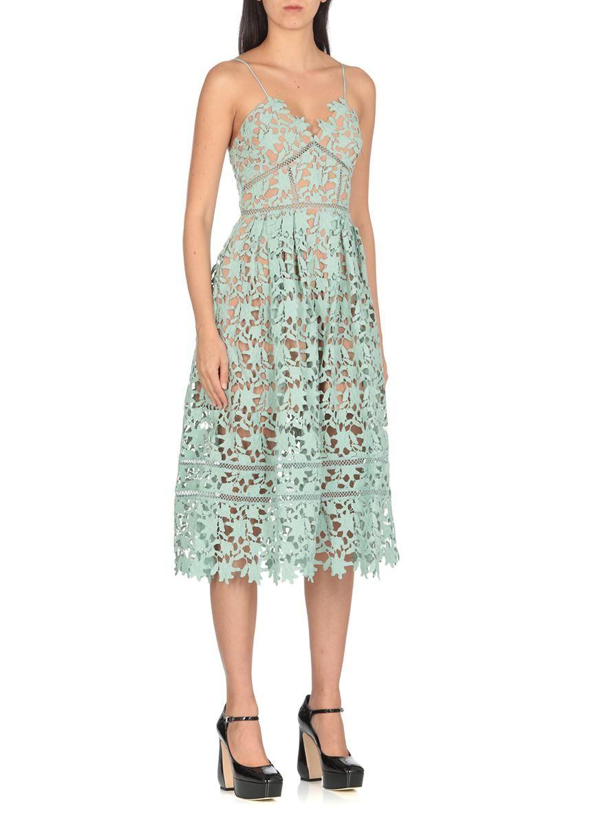 Self-Portrait Azaelea Midi Dress in Green | Lyst