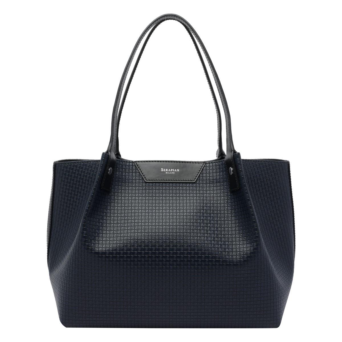 ショルダーバッグ SERAPIAN Men Shoulder Bags SRSTSMLL713733JCG2 Black Vertical secret tote bag in stepan black eclipse black