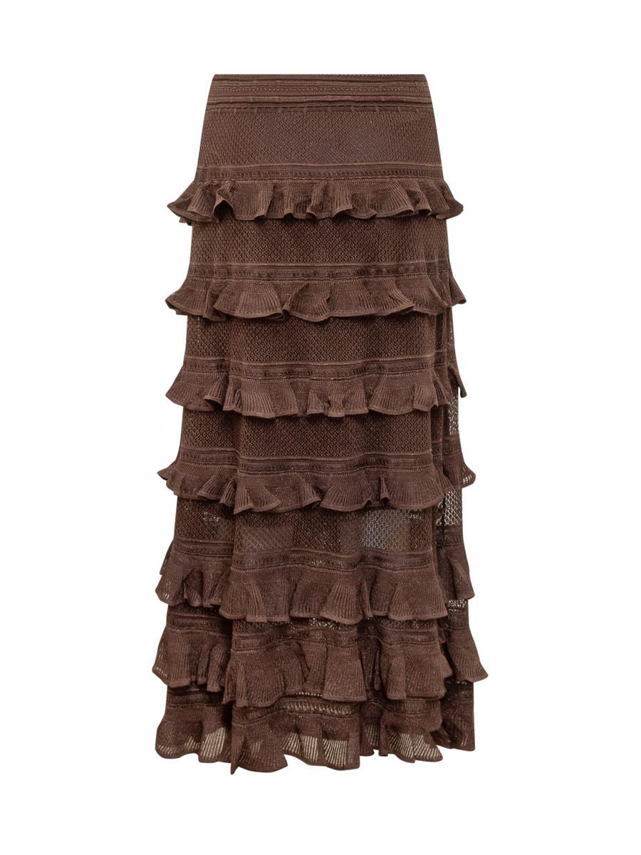 スカート ZIMMERMANN Women Skirts 0326SF241 Pink ZIMMERMANN Crush Flared Midi Skirt | Pink | FARFETCH