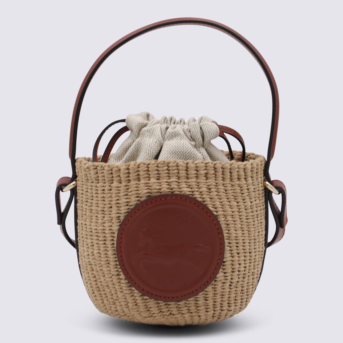 かごバッグ CHLOE BROWN RAFFIA MINI HORSE SATCHEL Chloé Raffia Mini Horse Satchel in Brown | Lyst