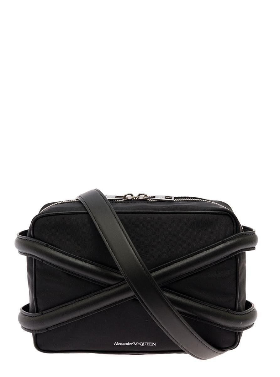 Alexander McQueen Black Camera Bag With Tonal Harness Detail In Nylon