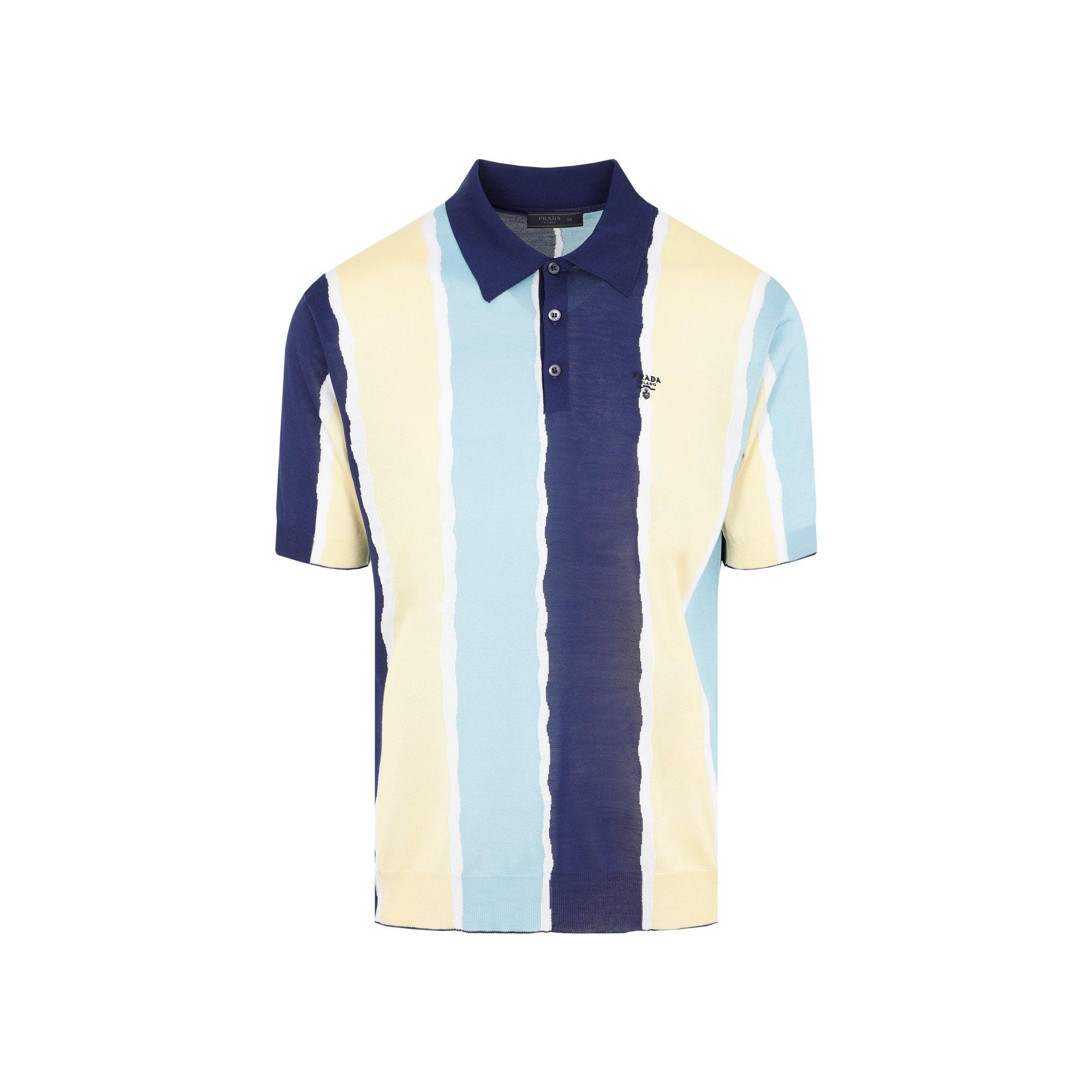 Prada Silk Polo T-shirt in Blue for Men 