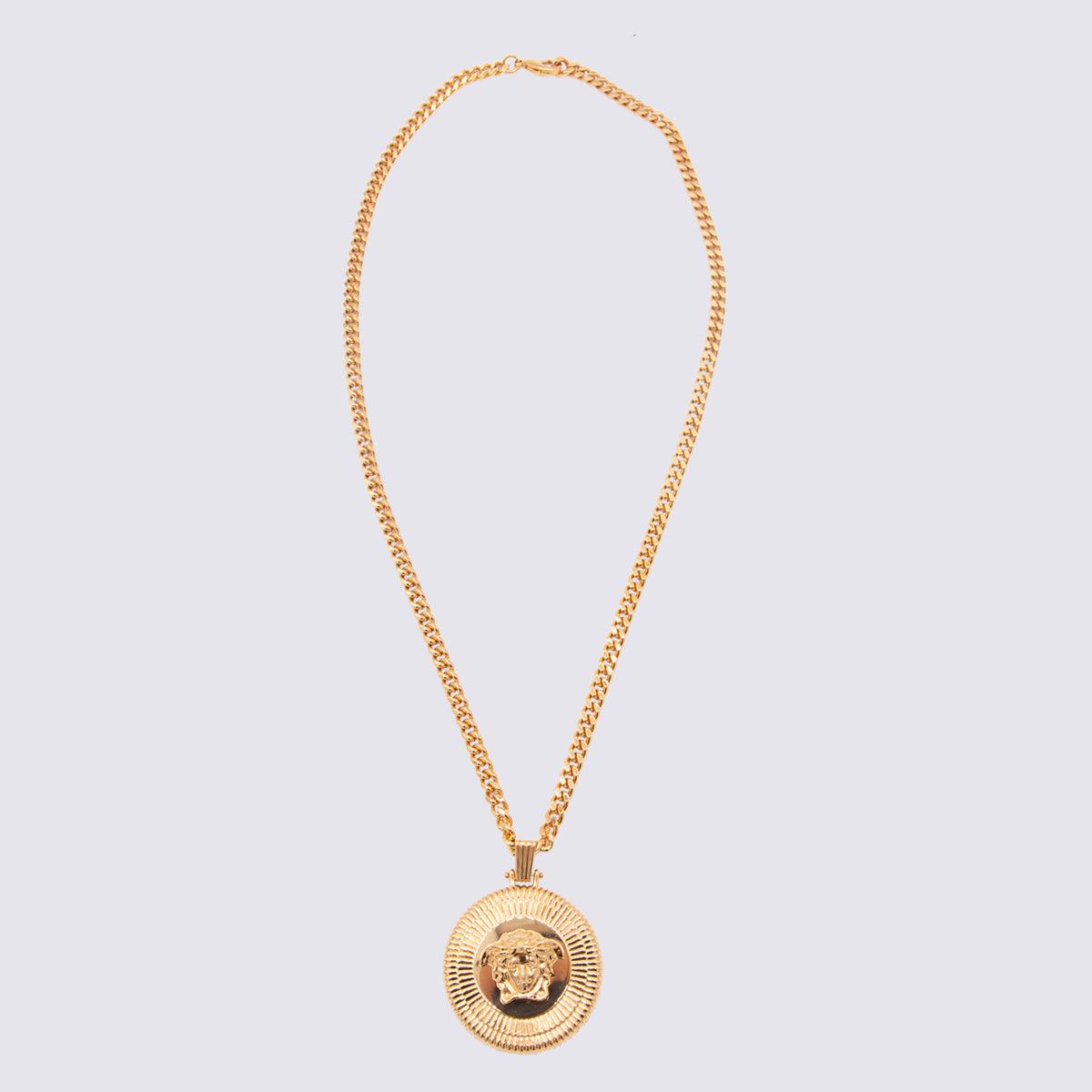 Versace Gold-tone Metal Medusa-pendant Necklace in White for Men | Lyst