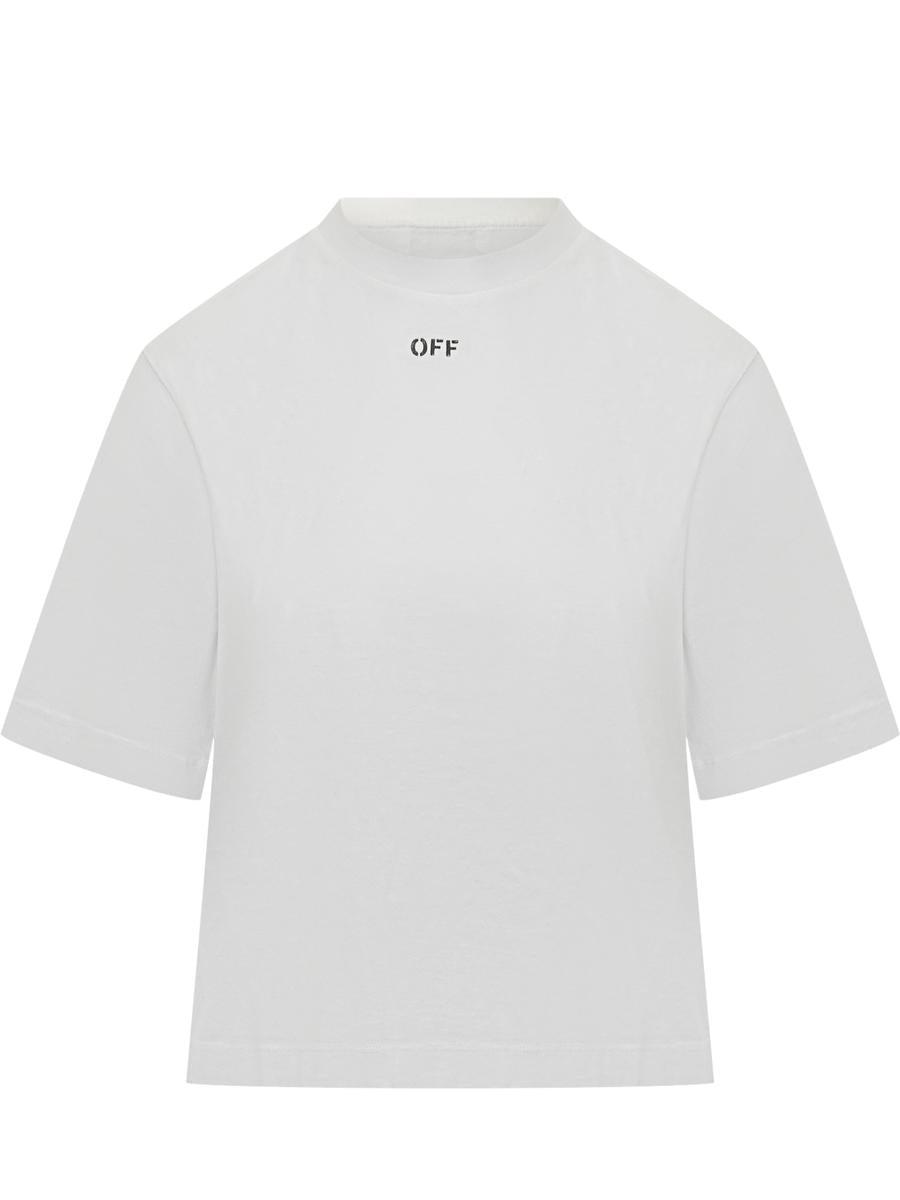 Off-White - off-white オフホワイト　woman tシャツ Off-White Off Stamp stretch-cotton T-shirt | White | FARFETCH