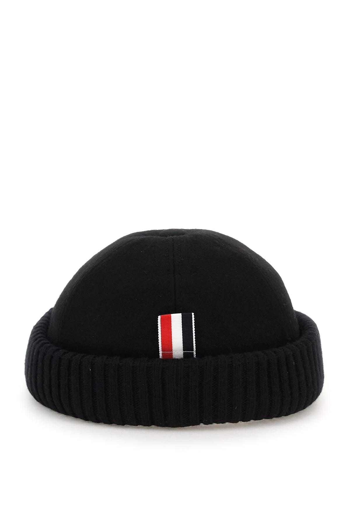 Mens Accessories Hats Thom Browne Wool Melton Hat With Rib Knit Cuff in Black for Men Save 28% 