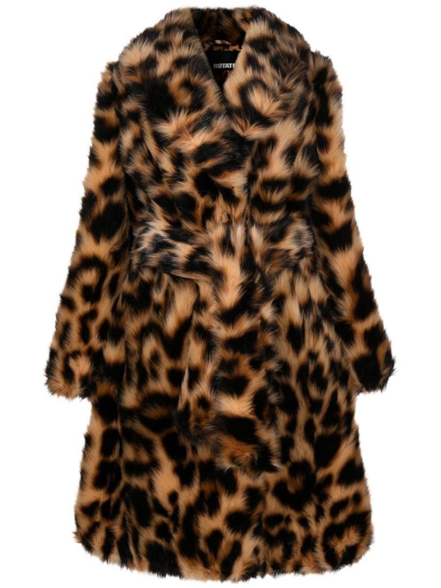 ROTATE BIRGER CHRISTENSEN Belted Leopard-print Faux-fur Coat