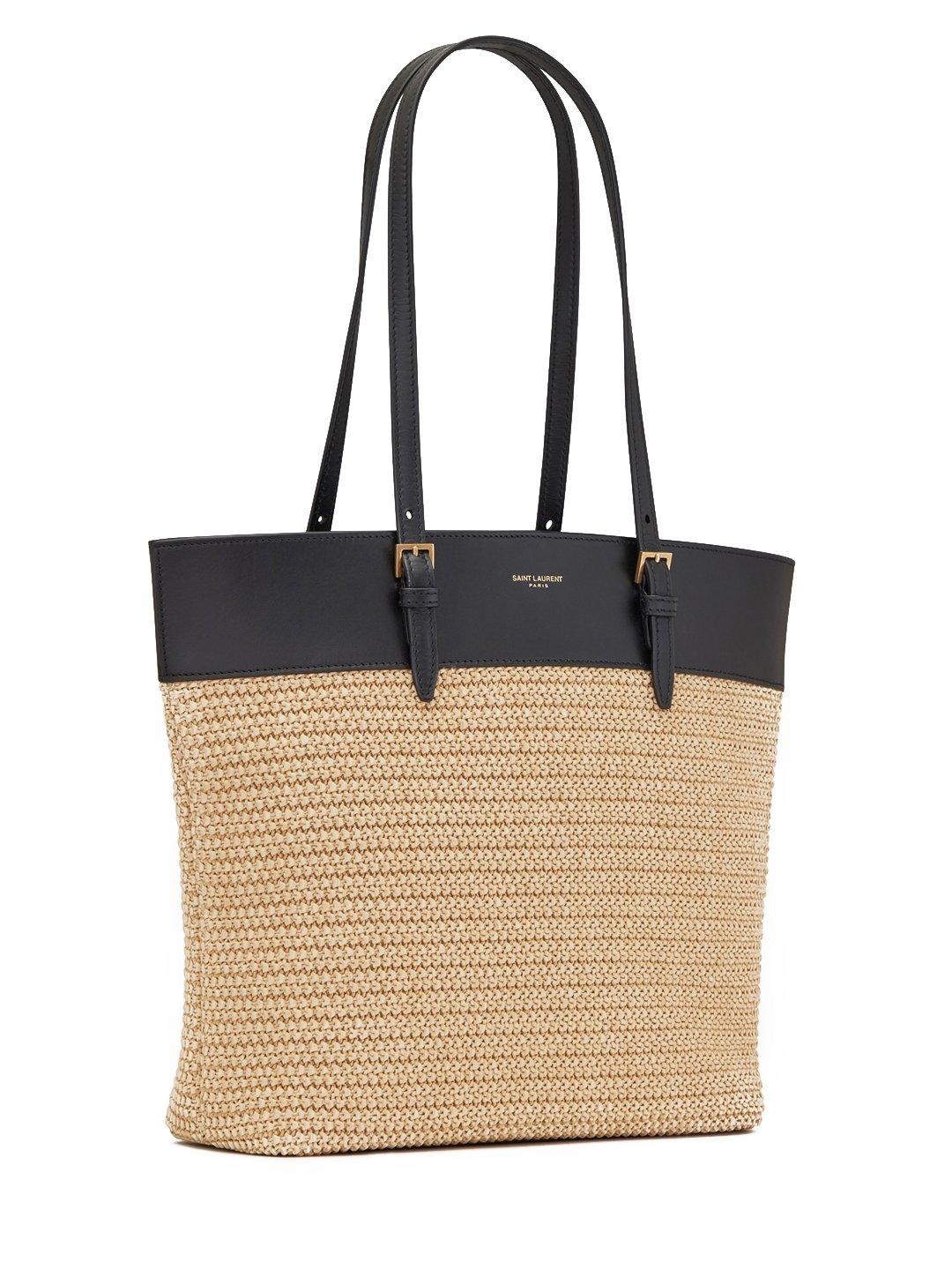 Straw tote bag with logo Saint Laurent