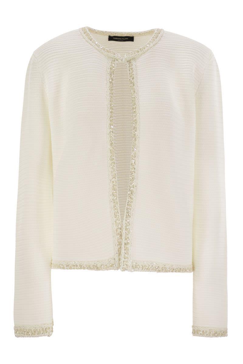 スーツ FABIANA FILIPPI Cotton collarless cardigan Fabiana Filippi Cotton Collarless Cardigan in Natural | Lyst