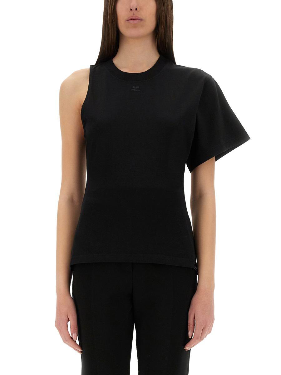 Tシャツ・カットソー COURREGES ONE-SHOULDER T-SHIRT IN SCUBA Courreges One-Shoulder T-Shirt in Black | Lyst Canada