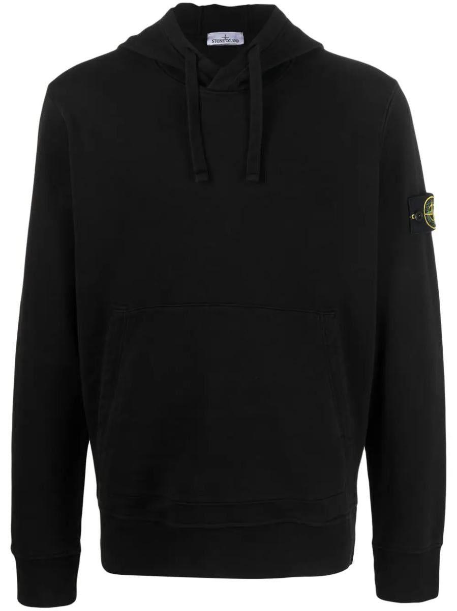 Stone Island Cotton Logo Hoodie in Black for Men | Lyst