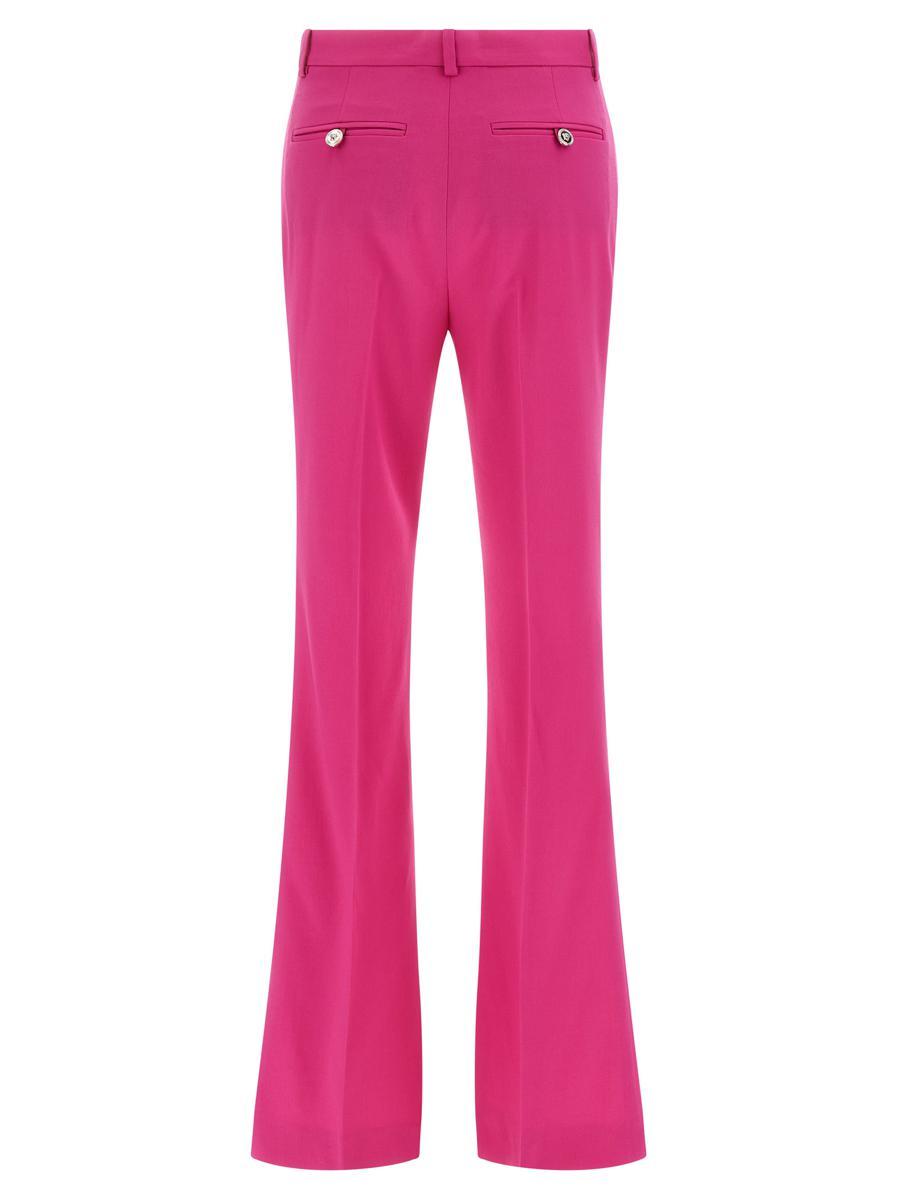 パンツ VERSACE Women Pants 10019141A051435P740 Pink Versace Allover flared wool pants in pink - Versace | Mytheresa