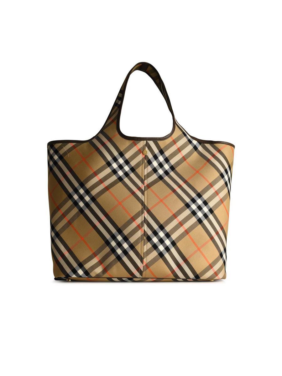Burberry Large Check Cotton Bag in Brown Lyst UK