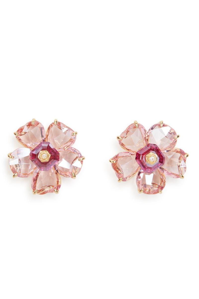 Buy Swarovski Florere stud earrings, Flower, Yellow, Gold-tone plated