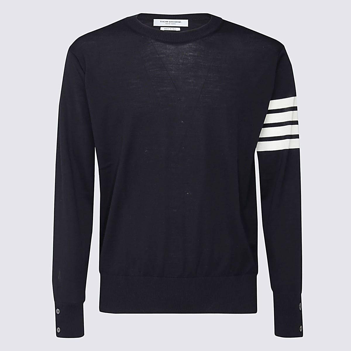 Tシャツ・カットソー THOM BROWNE Midnight Blue Wool Sweater Thom Browne Wool Knitwear in Blue for Men | Lyst