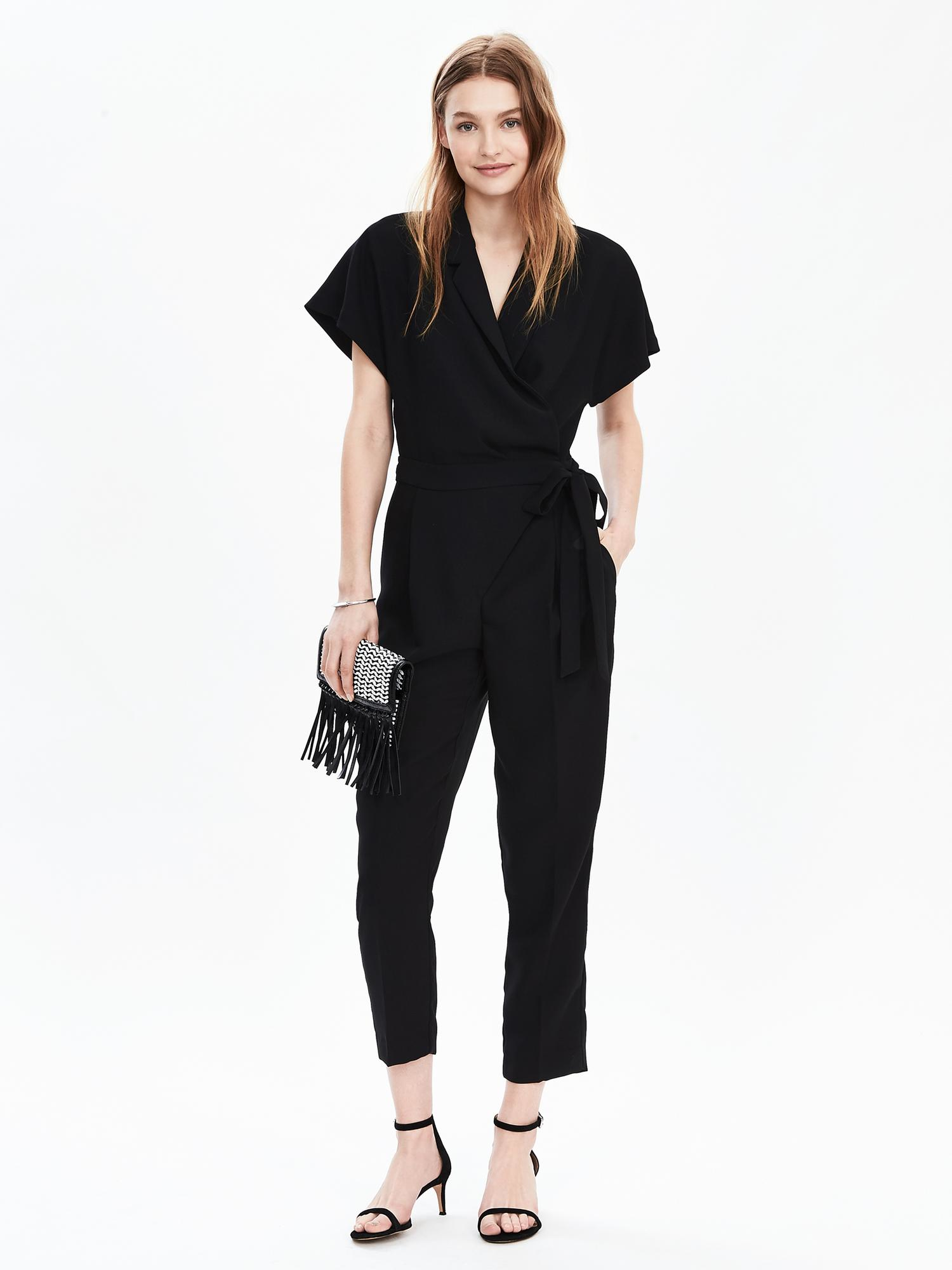 Banana republic Tuxedo Ankleleg Jumpsuit in Black Lyst