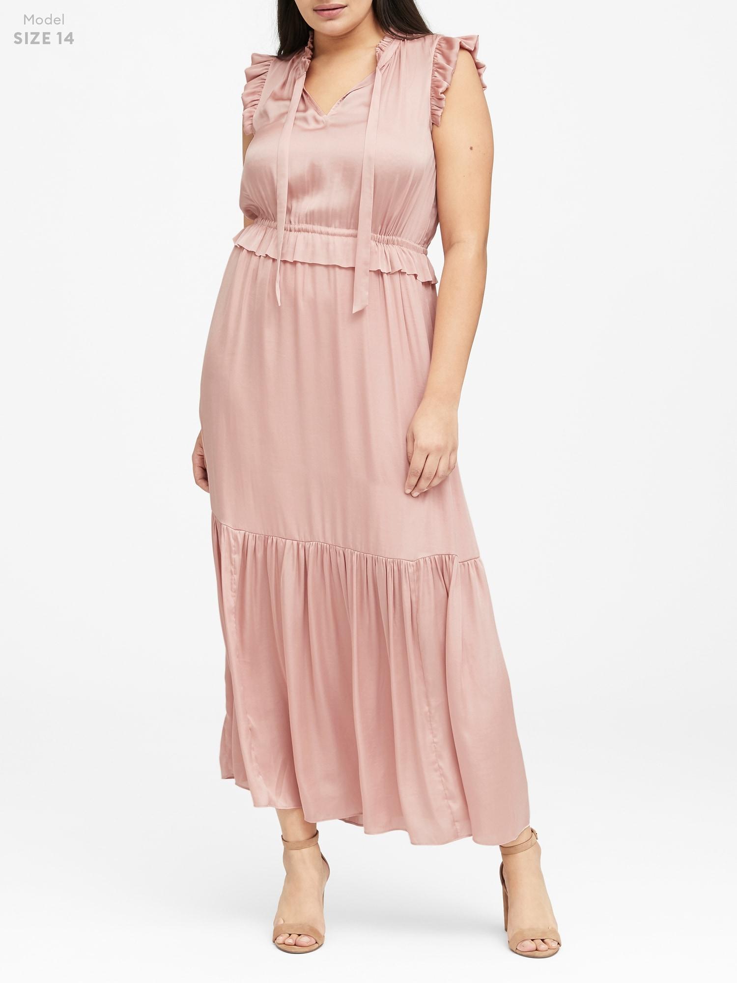 soft satin maxi dress banana republic